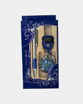 Coffret cadeau bleu avec tasbih 33 perles, tasbih digital, boussole Qibla et stylo