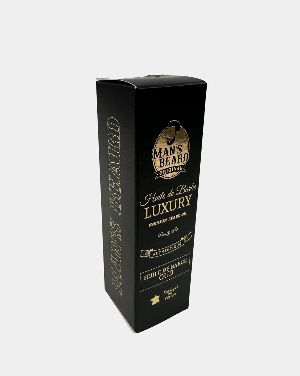 Huile de barbe Luxury Oud Man's Beard, coffret noir et doré