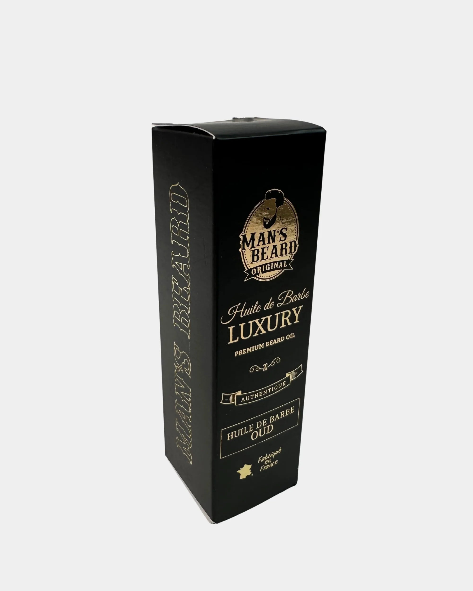 Huile de barbe Luxury Oud Man's Beard, coffret noir et doré