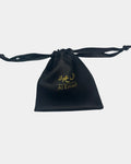 Pochon en satin noir pour tasbih, logo Al Emad doré