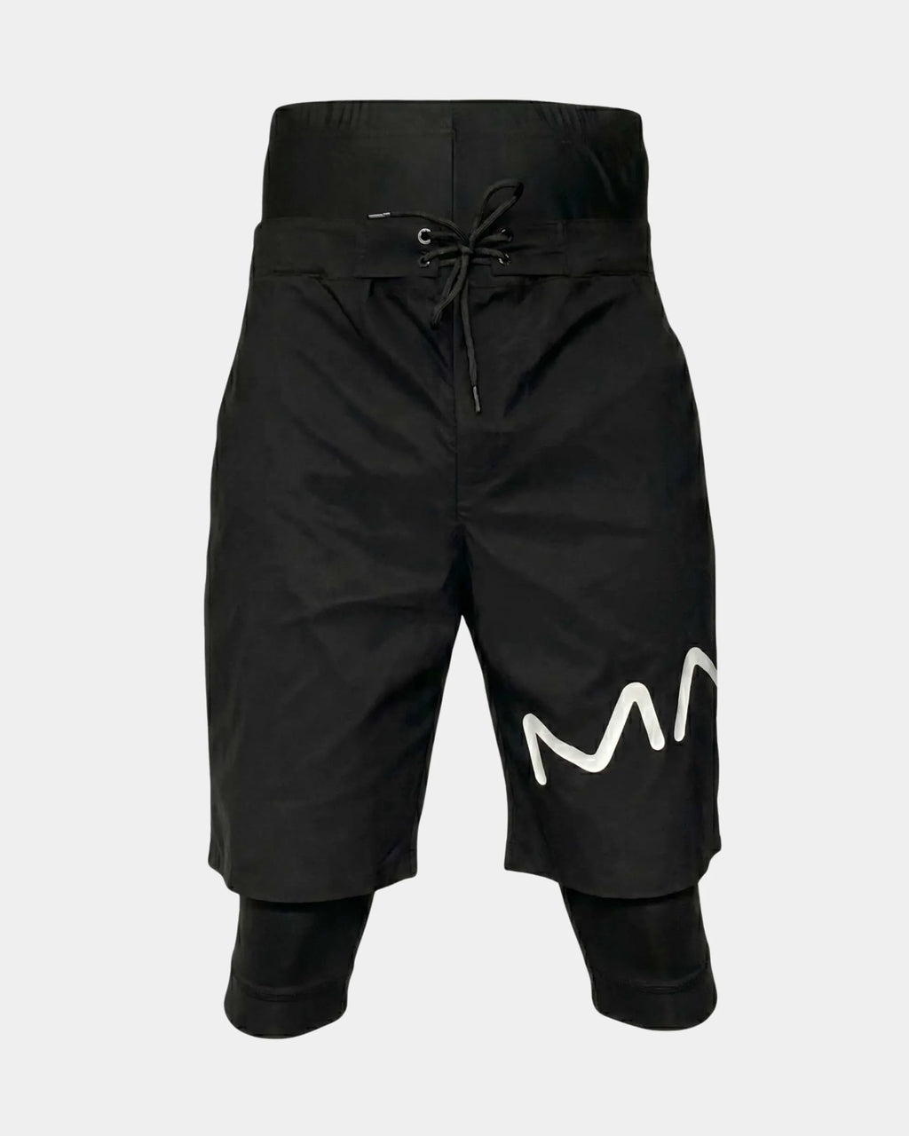 Short de bain caché awra noir, vue produit face, taille haute et poche zippée