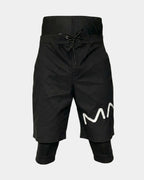 Short de bain caché awra noir, vue produit face, taille haute et poche zippée