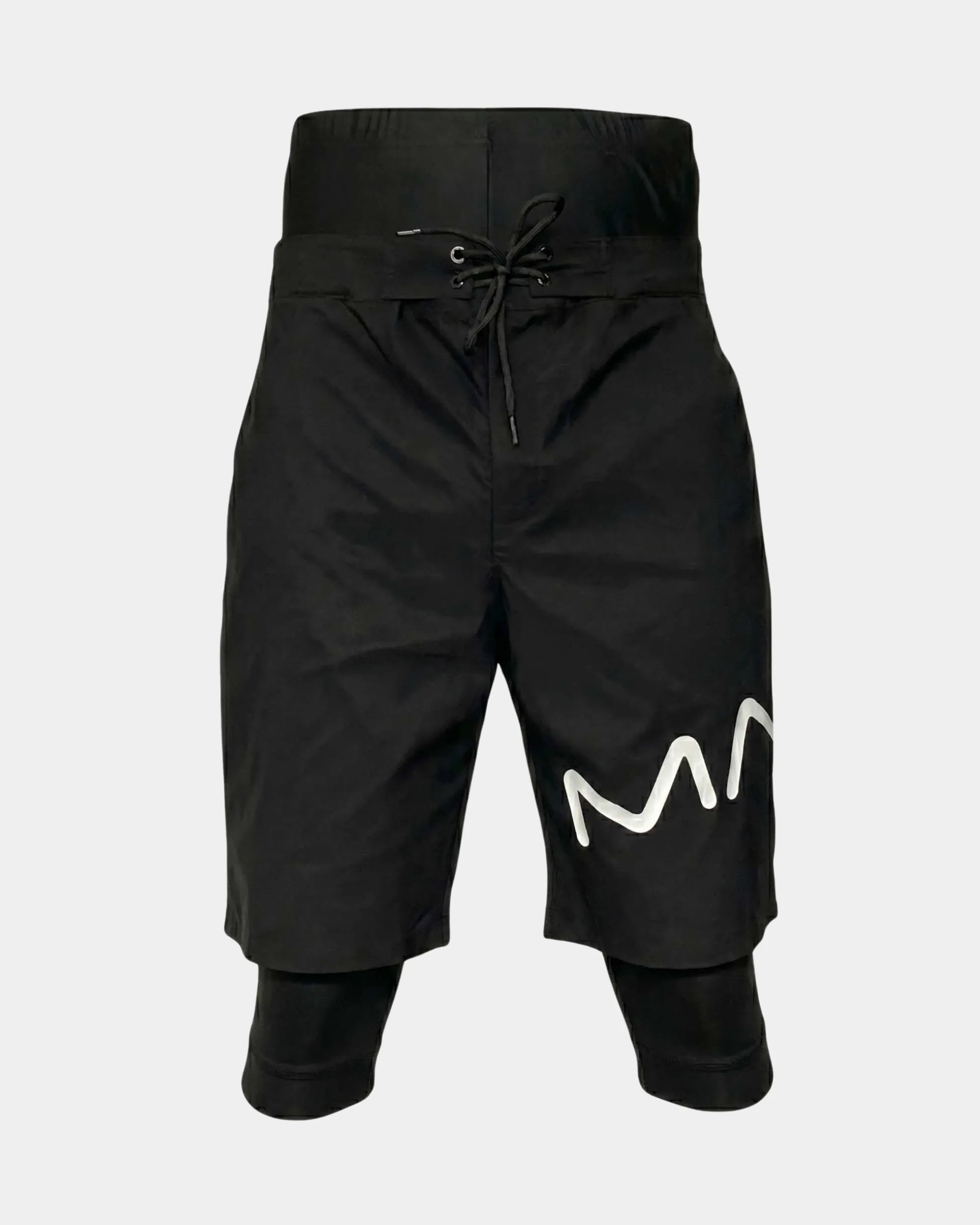 Short de bain caché awra noir, vue produit face, taille haute et poche zippée