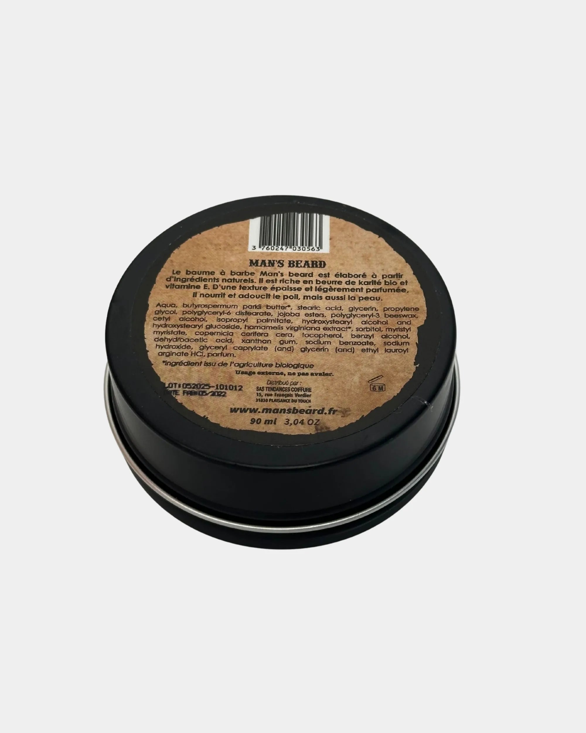 Baume Supreme Balm Man's Beard, ingrédients et format 90ml au dos